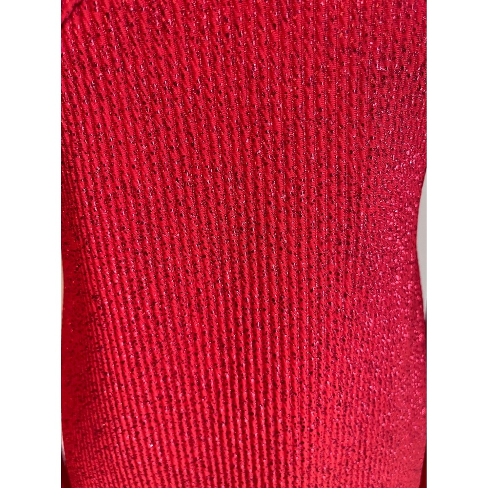 Shoshanna Red Metallic Knit Long Sleeve Bodycon Sheath Dress Size 4 - Picture 6 of 9